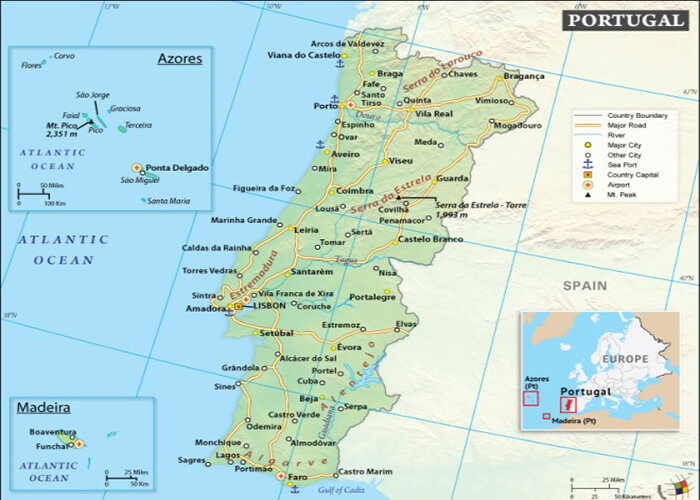 نقشه پرتغال